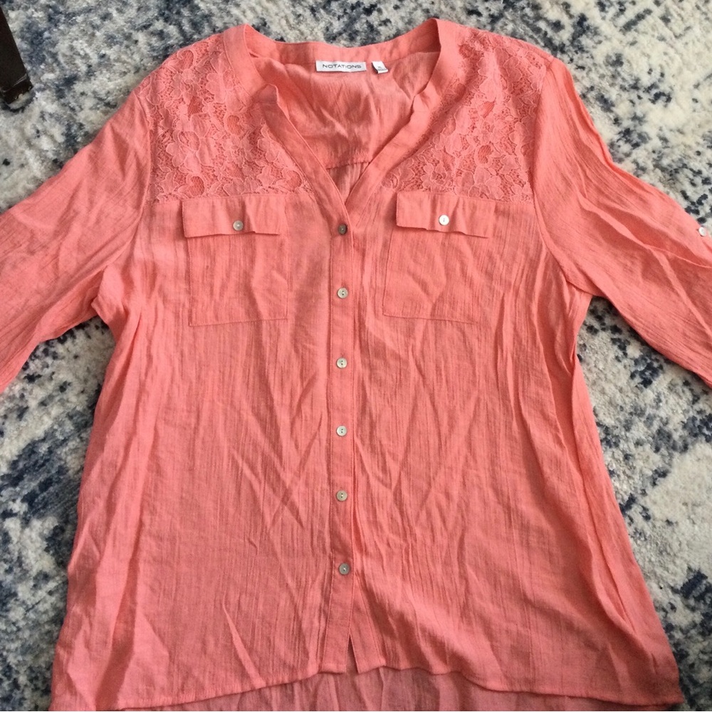 Notations XL Orange 3 Quarter Sleeve Top - Hardly Worn